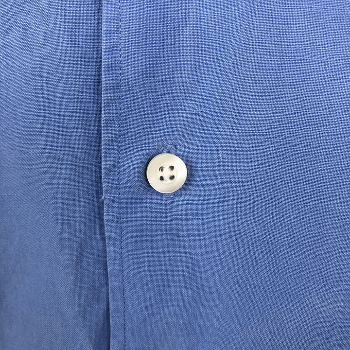Ralph Lauren POLO by Ralph Lauren Short-Sleeve Linen Shirt, Men's Size M (approx.) linen Blue type light blue Vintage Second Hand