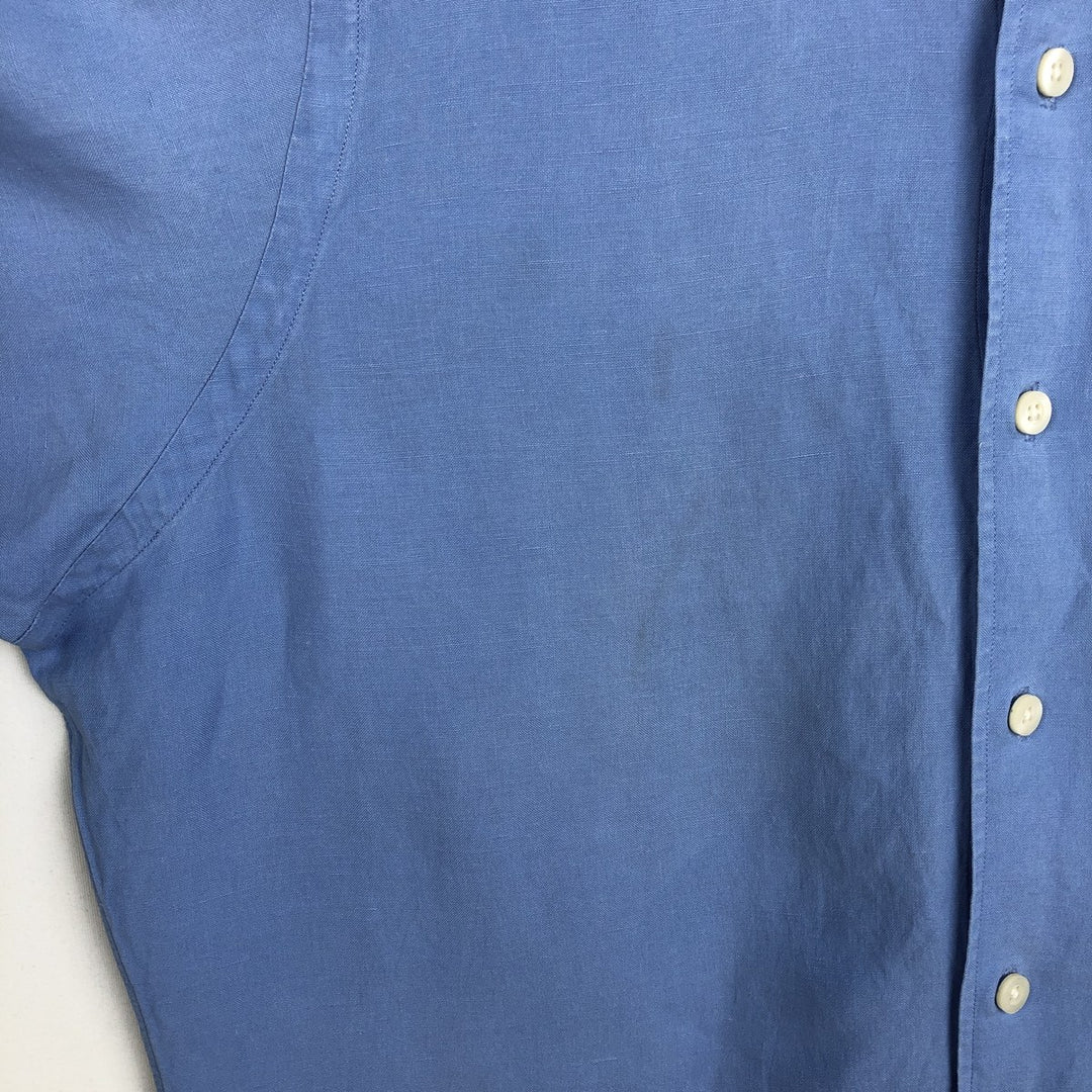 Ralph Lauren POLO by Ralph Lauren Short-Sleeve Linen Shirt, Men's Size M (approx.) linen Blue type light blue Vintage Second Hand