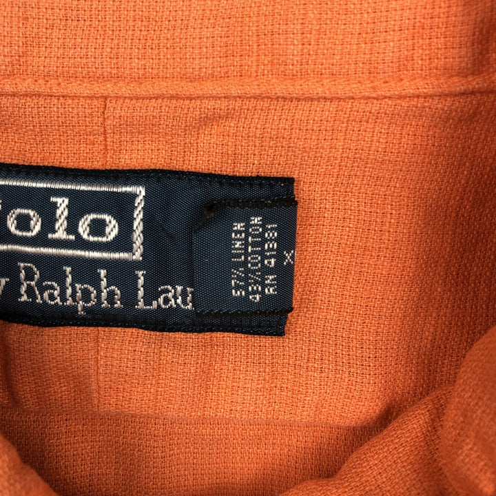 Ralph Lauren POLO by Ralph Lauren short sleeve linen shirt, men's size L linen orange type Vintage Second Hand