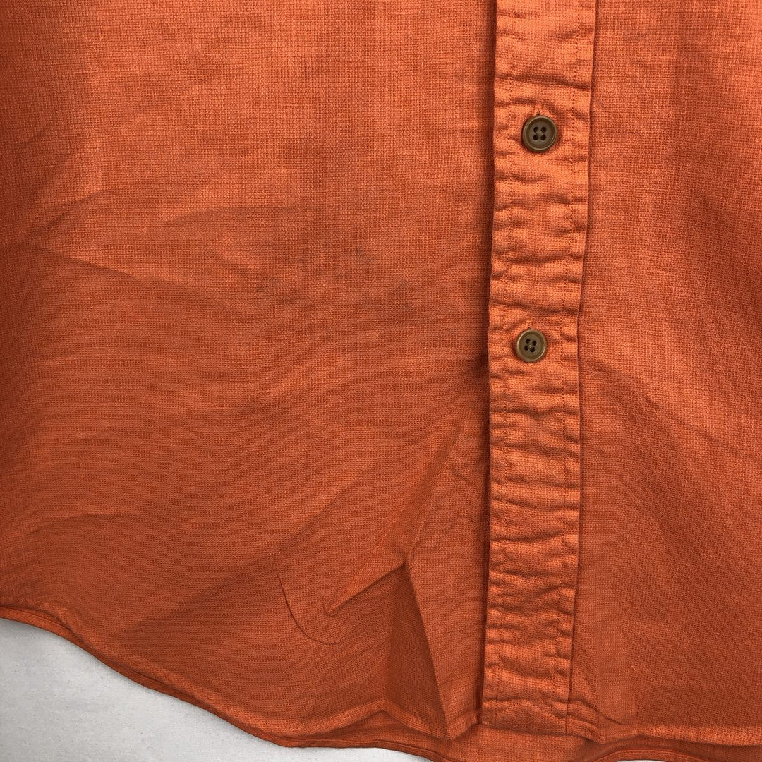 Ralph Lauren POLO by Ralph Lauren short sleeve linen shirt, men's size L linen orange type Vintage Second Hand