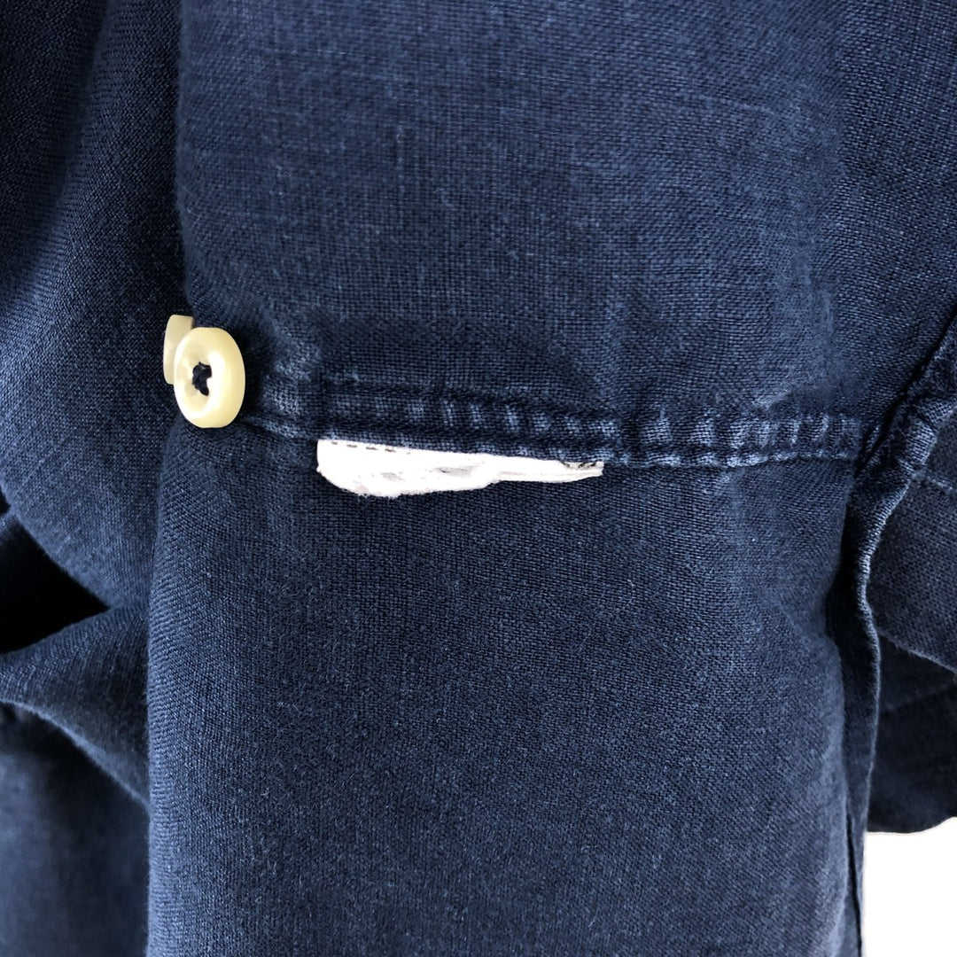 Ralph Lauren POLO RALPH LAUREN CLASSIC FIT Short-Sleeve Linen Button-Down Shirt, Men's Size XXL (approx.) unclear navy blue type Vintage Second Hand