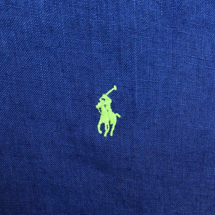 Ralph Lauren BLAKE short sleeve linen button down shirt, men's size L linen blue type Vintage Second Hand