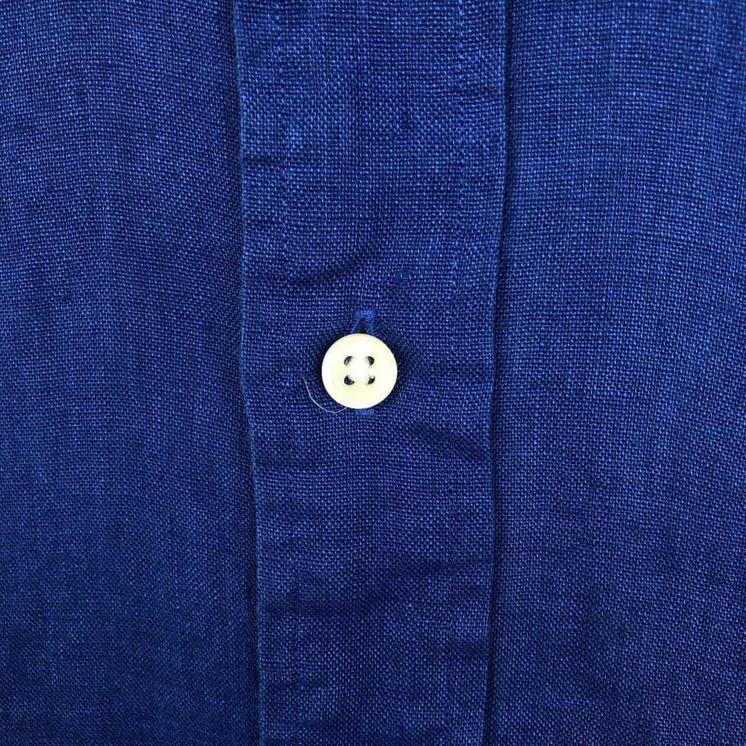 Ralph Lauren BLAKE short sleeve linen button down shirt, men's size L linen blue type Vintage Second Hand