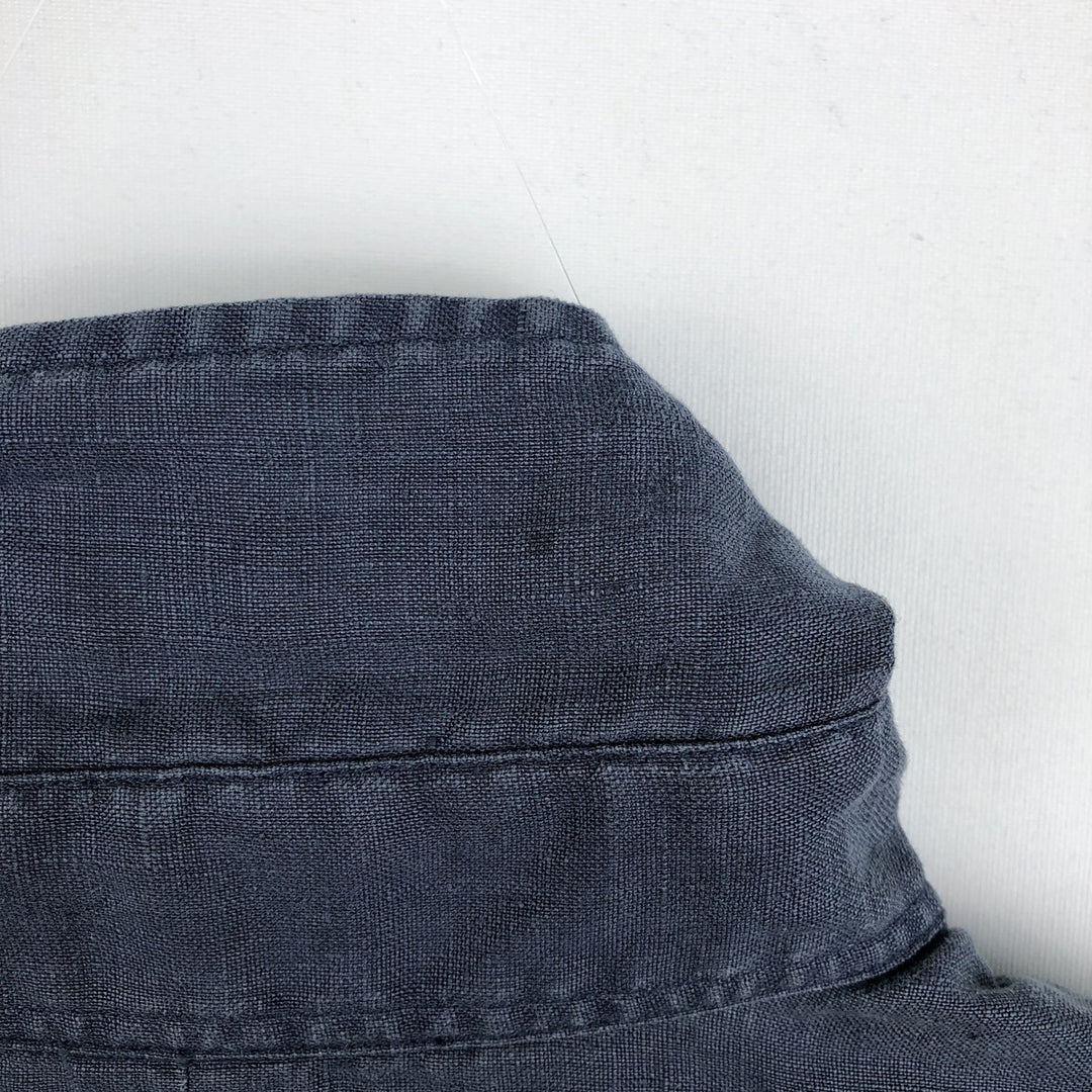 Ralph Lauren BLAKE Short-Sleeve Linen Button-Down Shirt, Men's Size S (approx.) linen navy blue type Vintage Second Hand