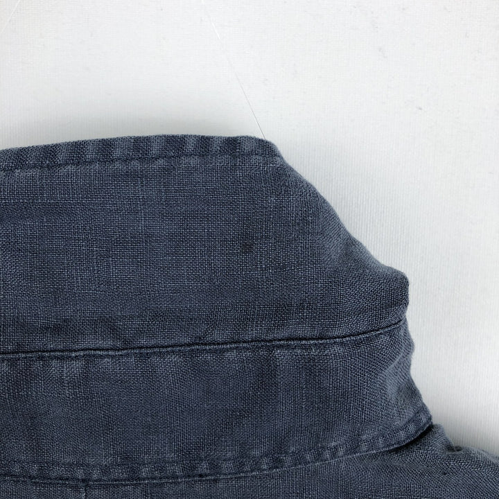 Ralph Lauren BLAKE Short-Sleeve Linen Button-Down Shirt, Men's Size S (approx.) linen navy blue type Vintage Second Hand