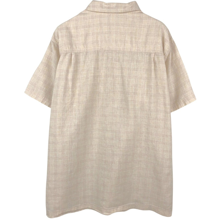 2000'S Patagonia 53136SP9 Check Pattern Short-Sleeve Hemp Shirt, Boxy Shirt, Men's Size L (approx.) Hemp Beige type Vintage Second Hand