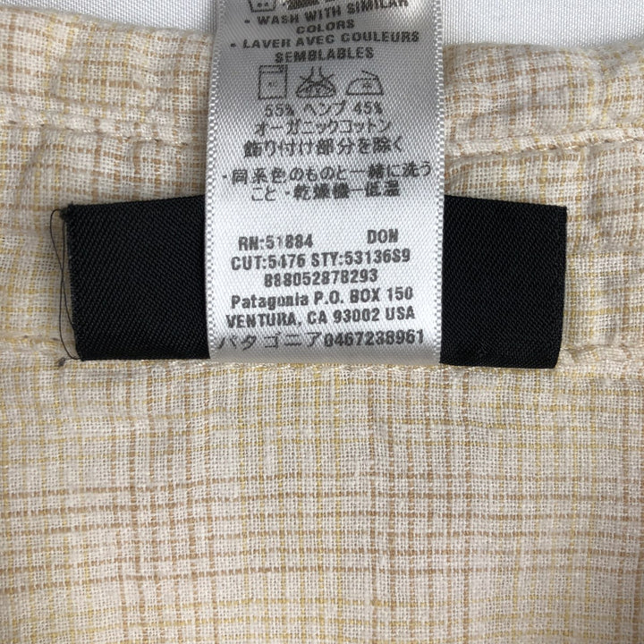 2000'S Patagonia 53136SP9 Check Pattern Short-Sleeve Hemp Shirt, Boxy Shirt, Men's Size L (approx.) Hemp Beige type Vintage Second Hand