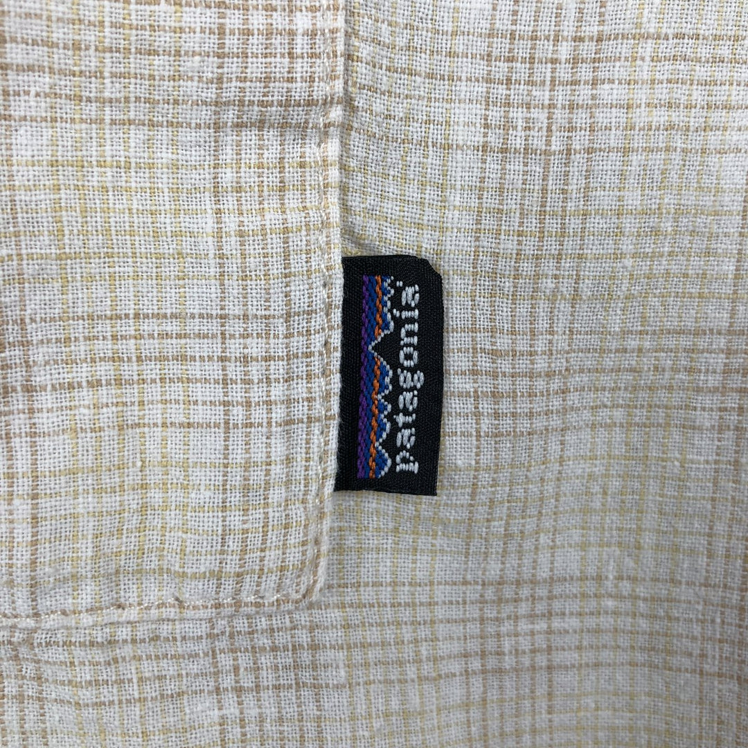 2000'S Patagonia 53136SP9 Check Pattern Short-Sleeve Hemp Shirt, Boxy Shirt, Men's Size L (approx.) Hemp Beige type Vintage Second Hand