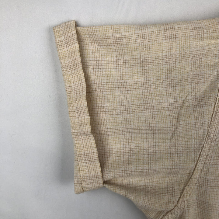 2000'S Patagonia 53136SP9 Check Pattern Short-Sleeve Hemp Shirt, Boxy Shirt, Men's Size L (approx.) Hemp Beige type Vintage Second Hand