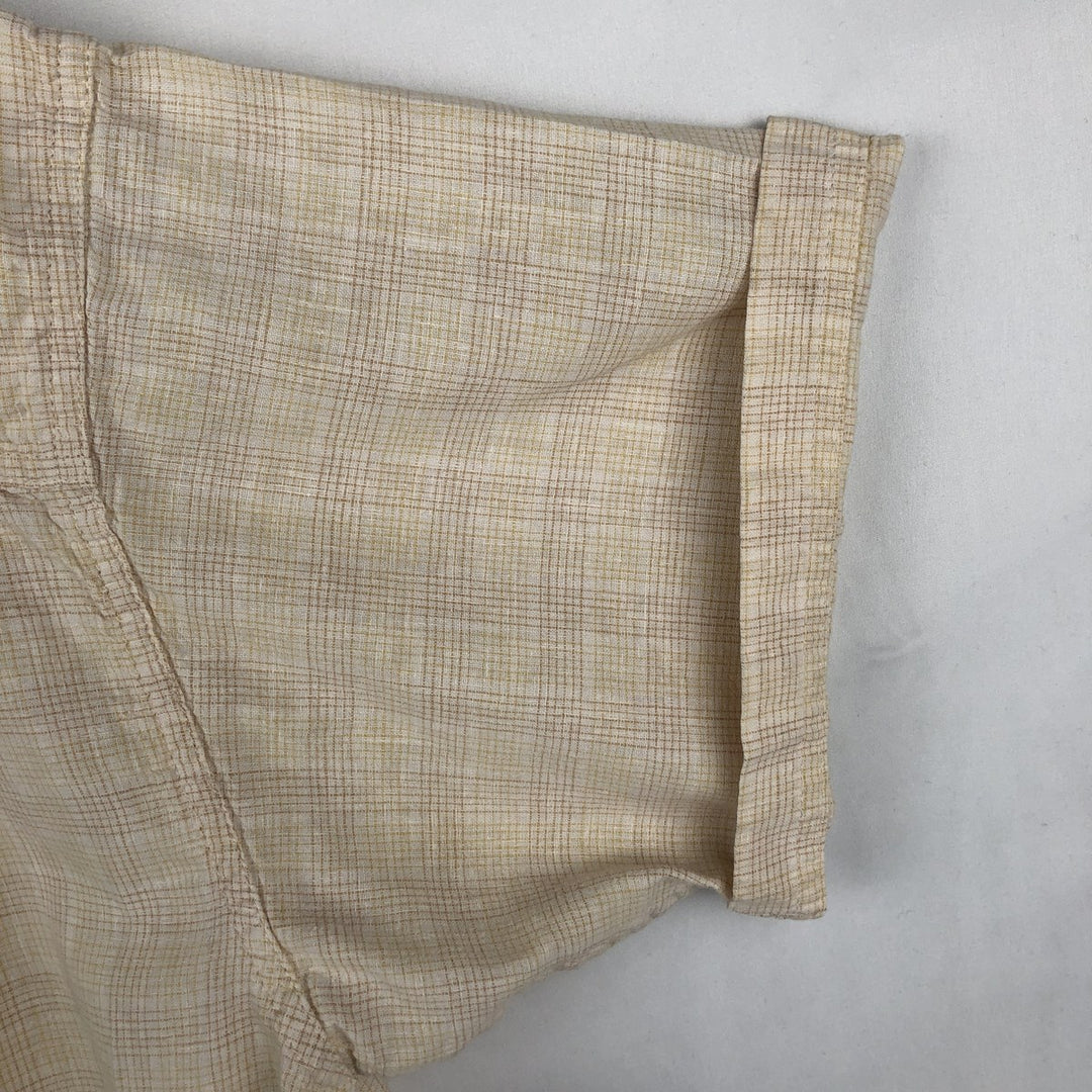 2000'S Patagonia 53136SP9 Check Pattern Short-Sleeve Hemp Shirt, Boxy Shirt, Men's Size L (approx.) Hemp Beige type Vintage Second Hand