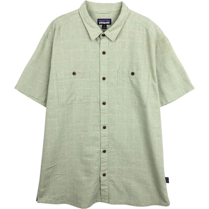 Patagonia Backstep Shirt 53139SP23 Check Pattern Short Sleeve Cotton x Hemp Box Shirt Men's XL Equivalent Hemp green type Vintage Second Hand