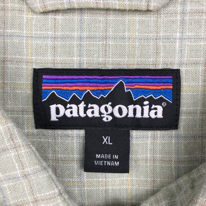 Patagonia Backstep Shirt 53139SP23 Check Pattern Short Sleeve Cotton x Hemp Box Shirt Men's XL Equivalent Hemp green type Vintage Second Hand