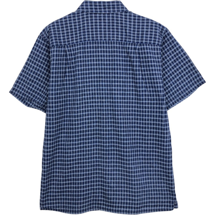Patagonia 53138SP14 Check Pattern Short-Sleeve Organic Cotton x Linen Box Shirt (Men's Size M) Hemp blue type Vintage Second Hand