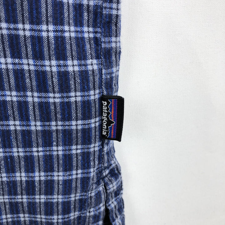 Patagonia 53138SP14 Check Pattern Short-Sleeve Organic Cotton x Linen Box Shirt (Men's Size M) Hemp blue type Vintage Second Hand
