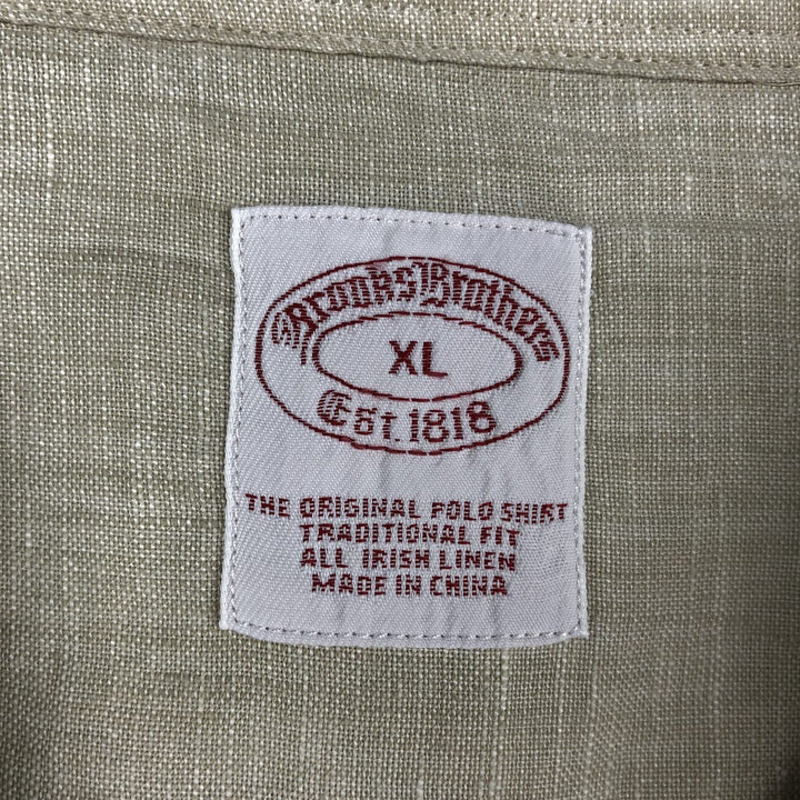 Brooks Brothers Est.1818 Traditional Fit Long-Sleeve Linen Button-Down Shirt, Men's Size XL (approx.) linen Beige type Vintage Second Hand