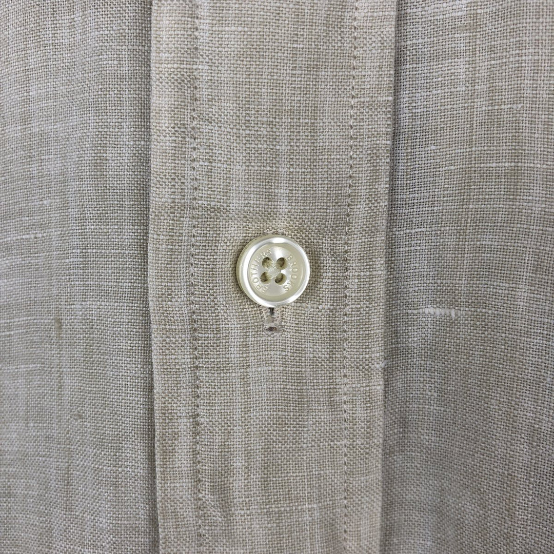 Brooks Brothers Est.1818 Traditional Fit Long-Sleeve Linen Button-Down Shirt, Men's Size XL (approx.) linen Beige type Vintage Second Hand