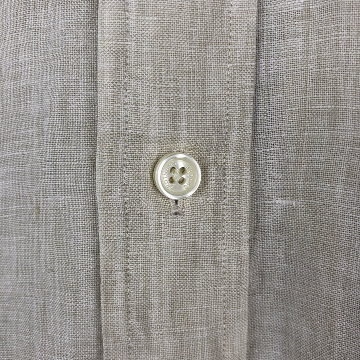 Brooks Brothers Est.1818 Traditional Fit Long-Sleeve Linen Button-Down Shirt, Men's Size XL (approx.) linen Beige type Vintage Second Hand