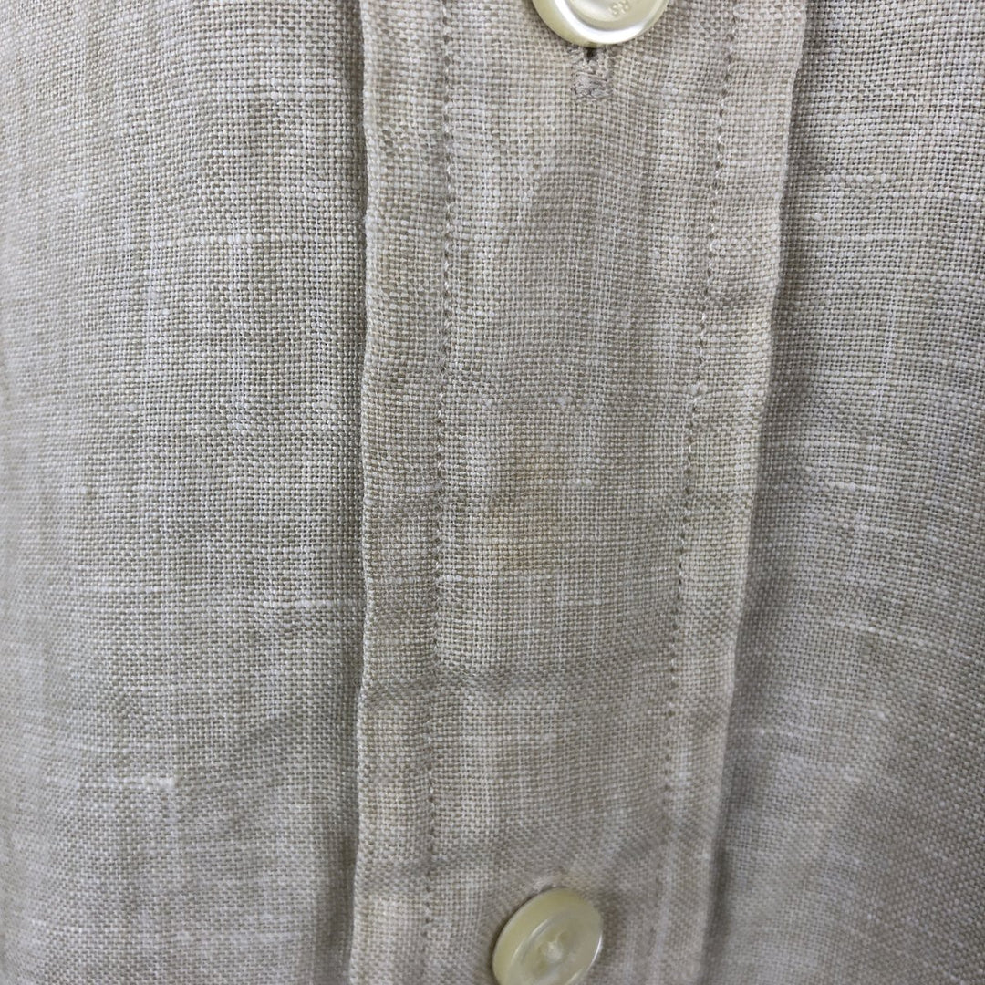 Brooks Brothers Est.1818 Traditional Fit Long-Sleeve Linen Button-Down Shirt, Men's Size XL (approx.) linen Beige type Vintage Second Hand