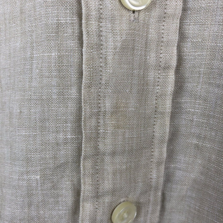 Brooks Brothers Est.1818 Traditional Fit Long-Sleeve Linen Button-Down Shirt, Men's Size XL (approx.) linen Beige type Vintage Second Hand