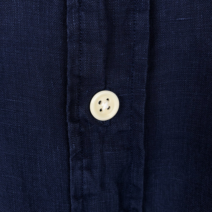 Ralph Lauren POLO by Ralph Lauren long sleeve linen shirt, men's size L linen navy blue type Vintage Second Hand
