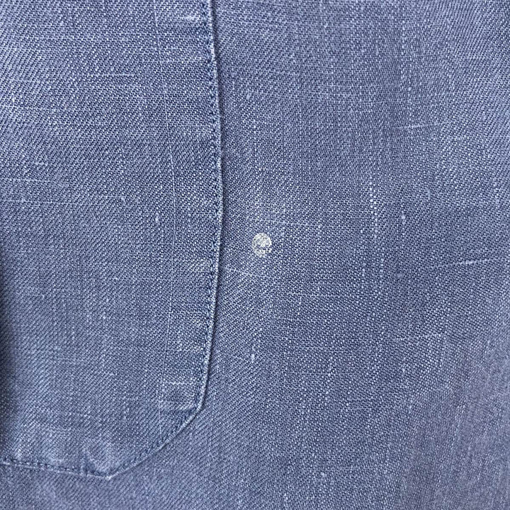 Ralph Lauren POLO by Ralph Lauren long sleeve linen shirt, men's size L linen navy blue type Vintage Second Hand