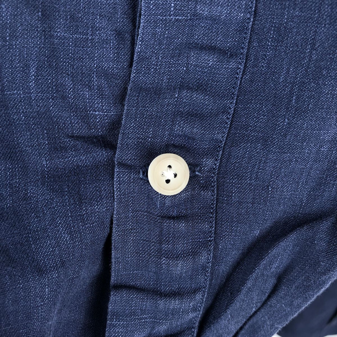 Ralph Lauren POLO by Ralph Lauren long sleeve linen shirt, men's size L linen navy blue type Vintage Second Hand