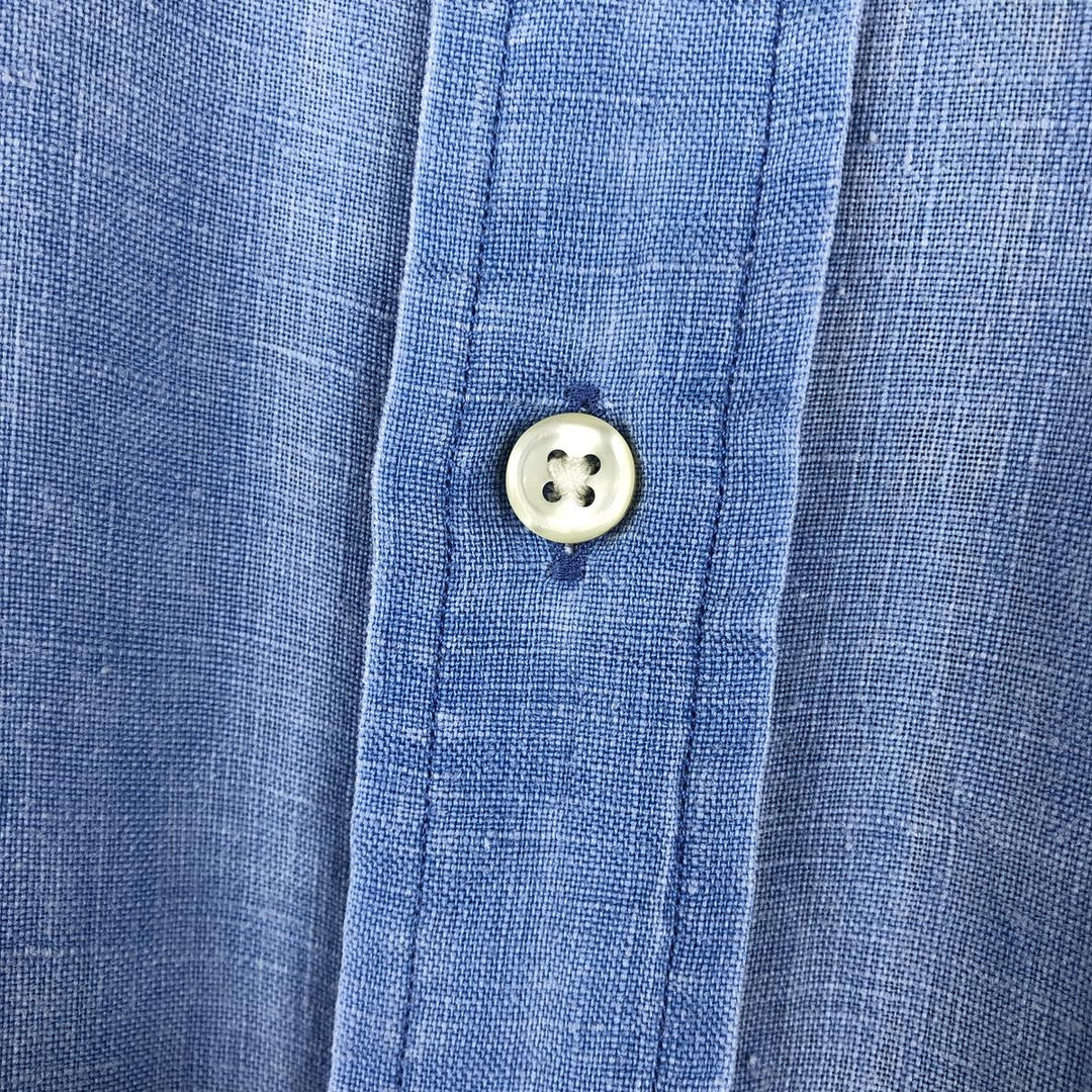 Ralph Lauren long sleeve linen button down shirt, men's size M linen Blue type light blue Vintage Second Hand