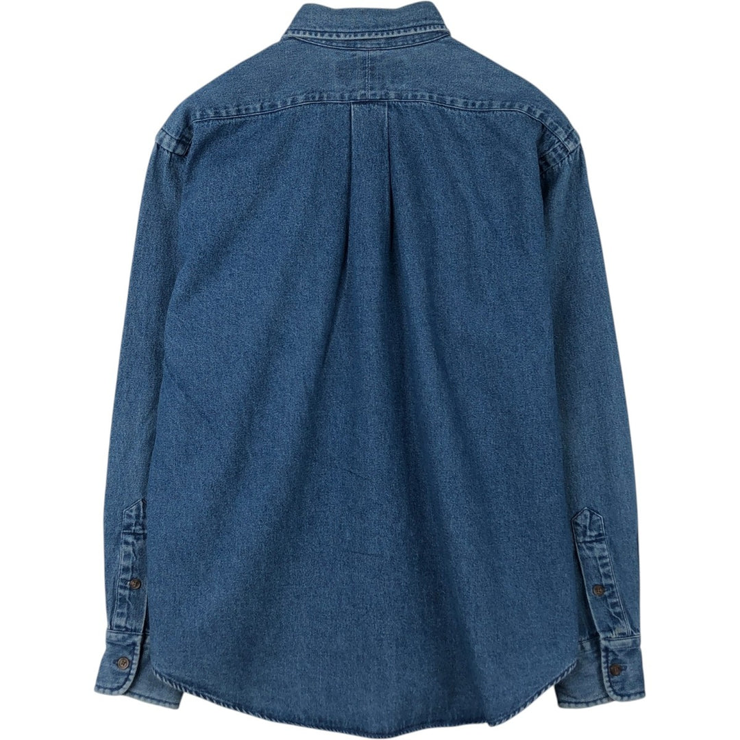 Ralph Lauren POLO SPORT Long-Sleeve Button-Down Denim Shirt, Men's Size M (approx.) cotton blue type Vintage Second Hand
