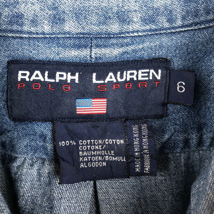 Ralph Lauren POLO SPORT Long-Sleeve Button-Down Denim Shirt, Men's Size M (approx.) cotton blue type Vintage Second Hand