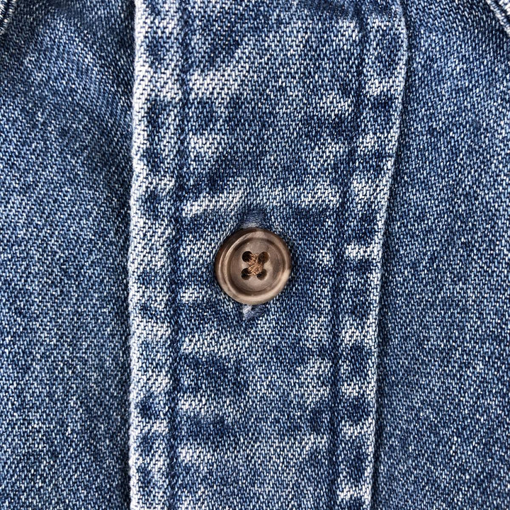 Ralph Lauren POLO SPORT Long-Sleeve Button-Down Denim Shirt, Men's Size M (approx.) cotton blue type Vintage Second Hand