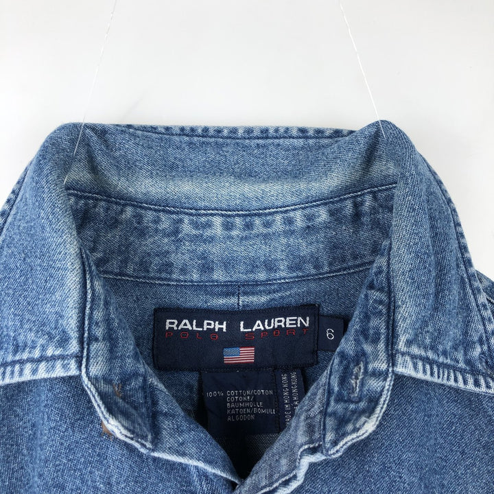 Ralph Lauren POLO SPORT Long-Sleeve Button-Down Denim Shirt, Men's Size M (approx.) cotton blue type Vintage Second Hand