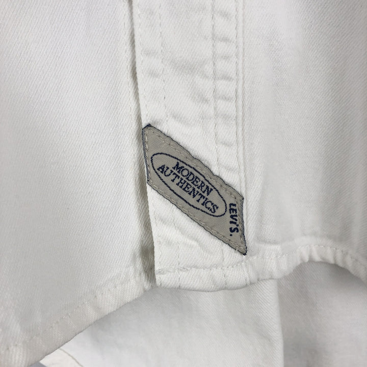 Levi's long-sleeved white denim shirt, men's size S (approx.) cotton white type Vintage Second Hand