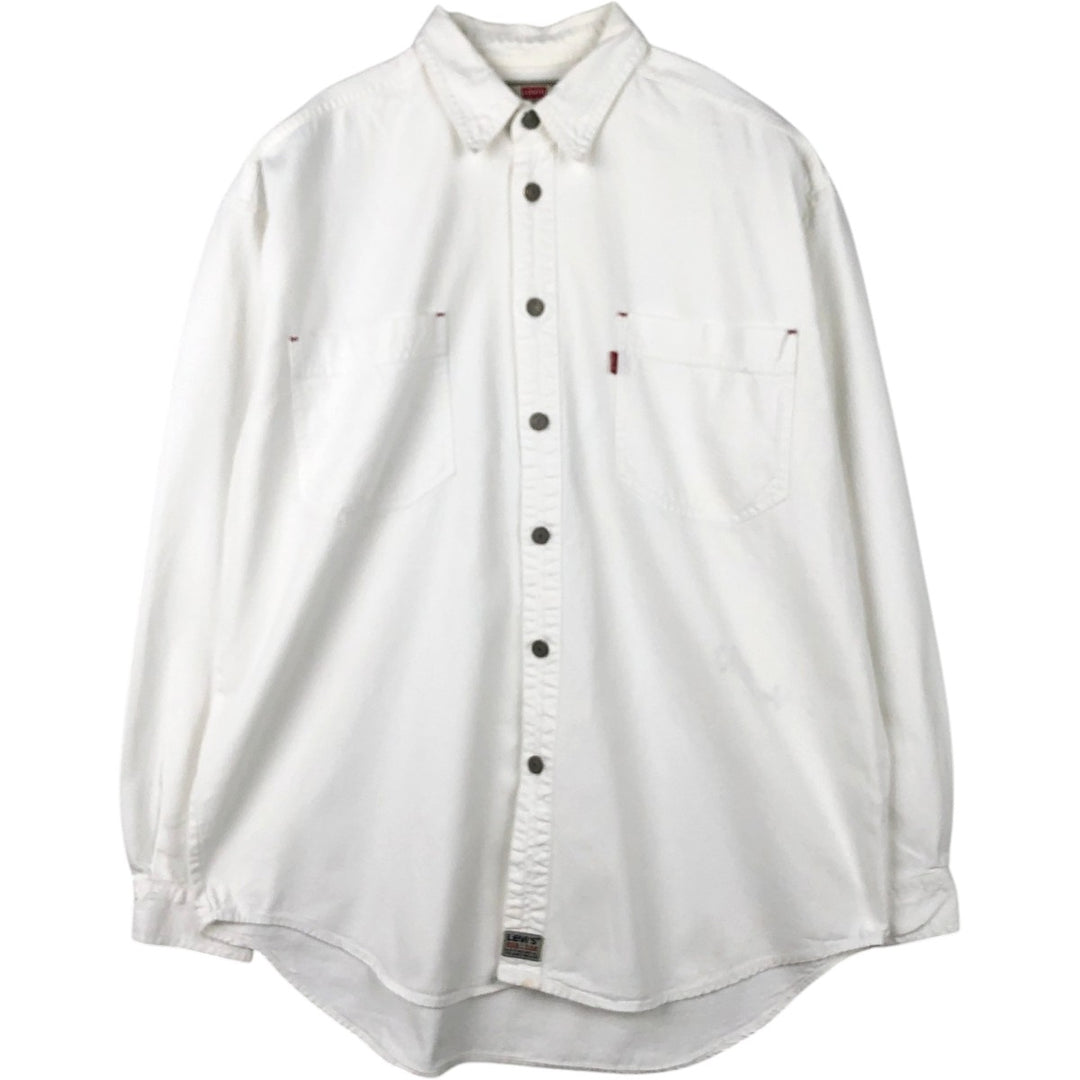 90s-00'S Levi's RED TAB Long-Sleeve White Denim Shirt, Men's Size L (Equivalent), Vintage cotton white type Vintage Second Hand