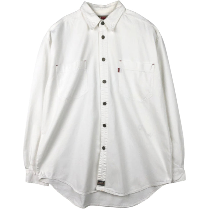 90s-00'S Levi's RED TAB Long-Sleeve White Denim Shirt, Men's Size L (Equivalent), Vintage cotton white type Vintage Second Hand