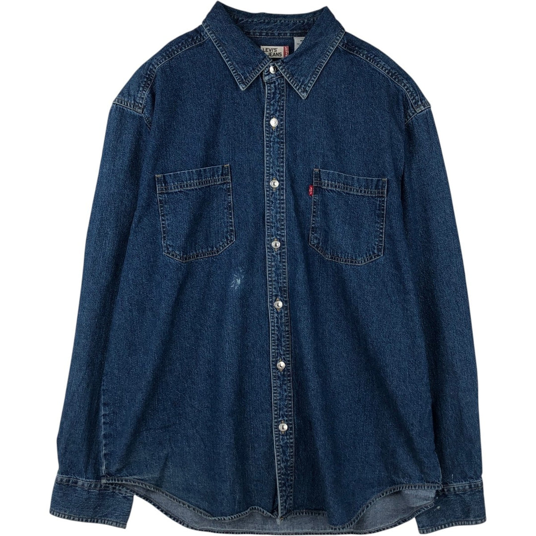 Levi's Jeans Long-Sleeve Denim Shirt, Men's Size XL (approx.) cotton blue type Vintage Second Hand
