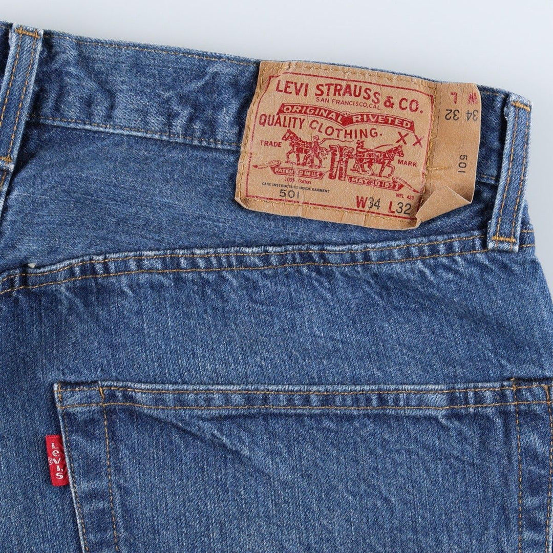 Levi's 501 straight denim pants for men, size W34 cotton blue type Vintage Second Hand