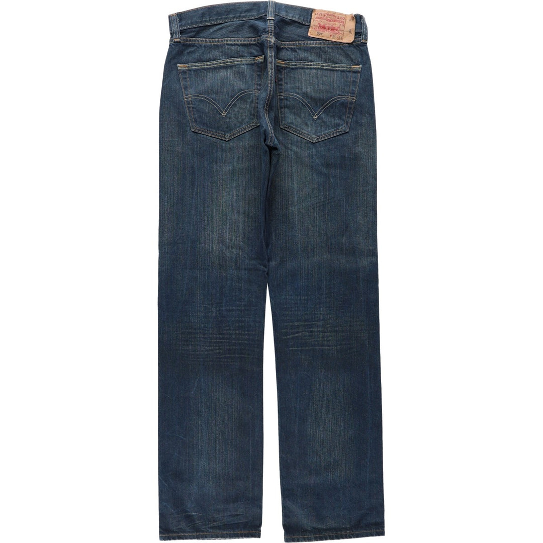 2000'S Levi's 501 Straight Leg Button-Fly Straight Denim Pants, Men's Size W34 (approx.) cotton Navy blue Vintage Second Hand