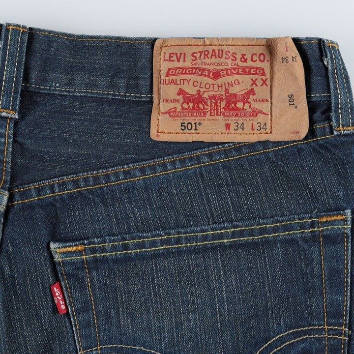 2000'S Levi's 501 Straight Leg Button-Fly Straight Denim Pants, Men's Size W34 (approx.) cotton Navy blue Vintage Second Hand