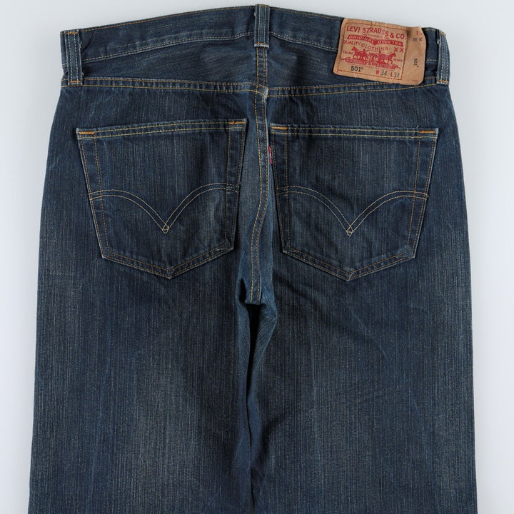2000'S Levi's 501 Straight Leg Button-Fly Straight Denim Pants, Men's Size W34 (approx.) cotton Navy blue Vintage Second Hand