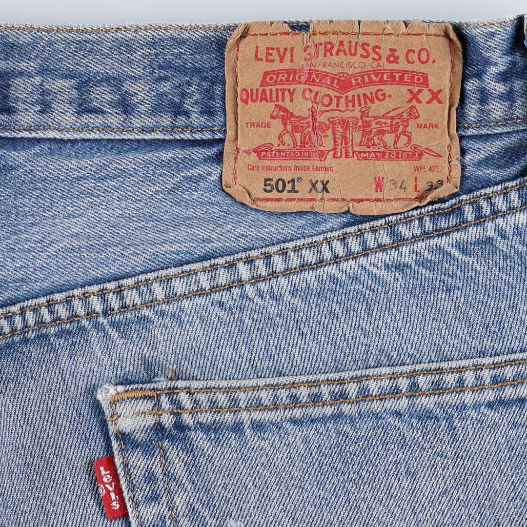 Levi's 501XX Straight Denim Pants, Men's Size W33 (approx.) cotton blue type Vintage Second Hand
