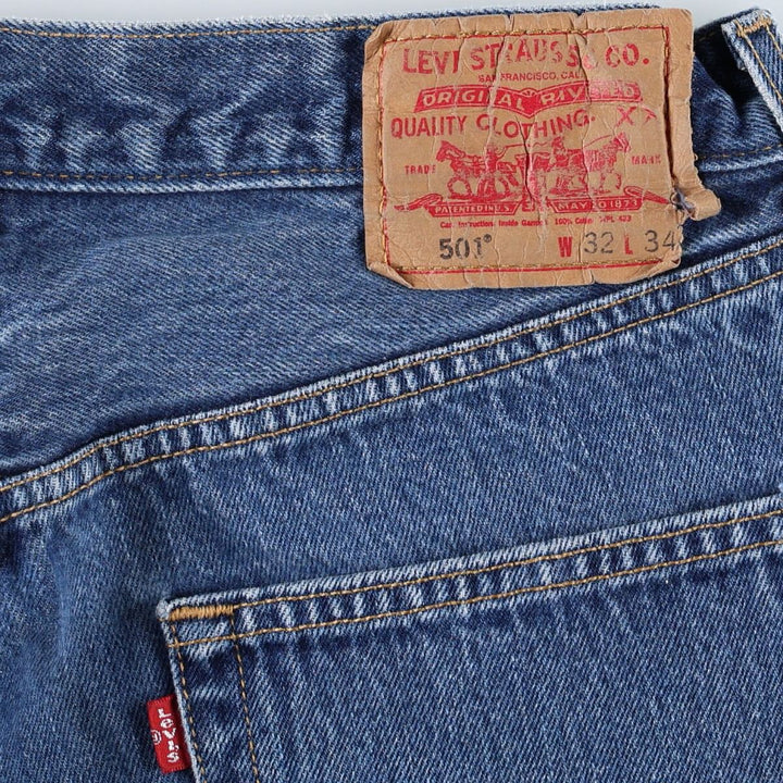 Levi's 501 straight denim pants for men, size W32 cotton blue type Vintage Second Hand