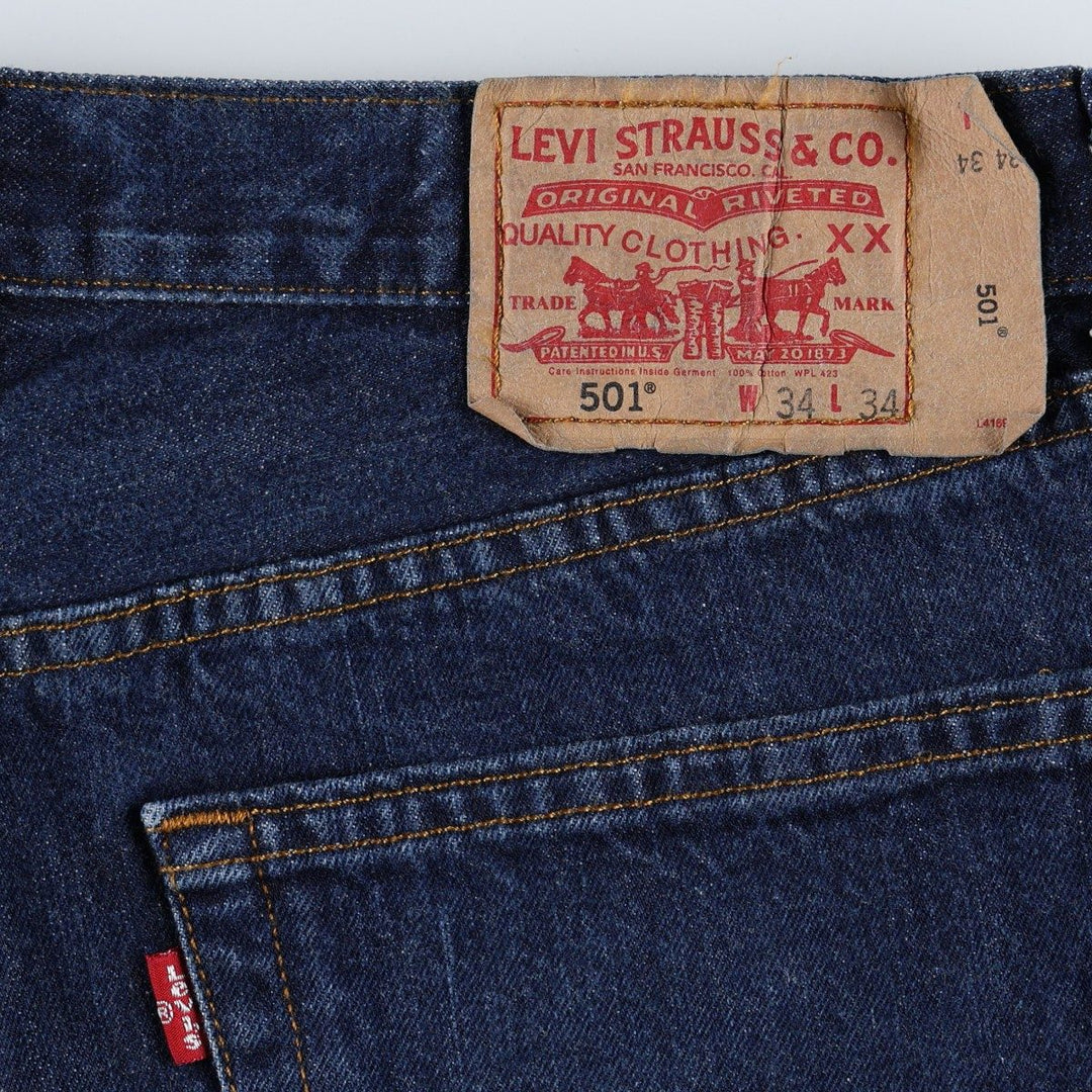 Levi's 501 Straight Leg Button-Fly Straight Denim Pants, Men's Size W34 (approx.) unclear Navy blue Vintage Second Hand