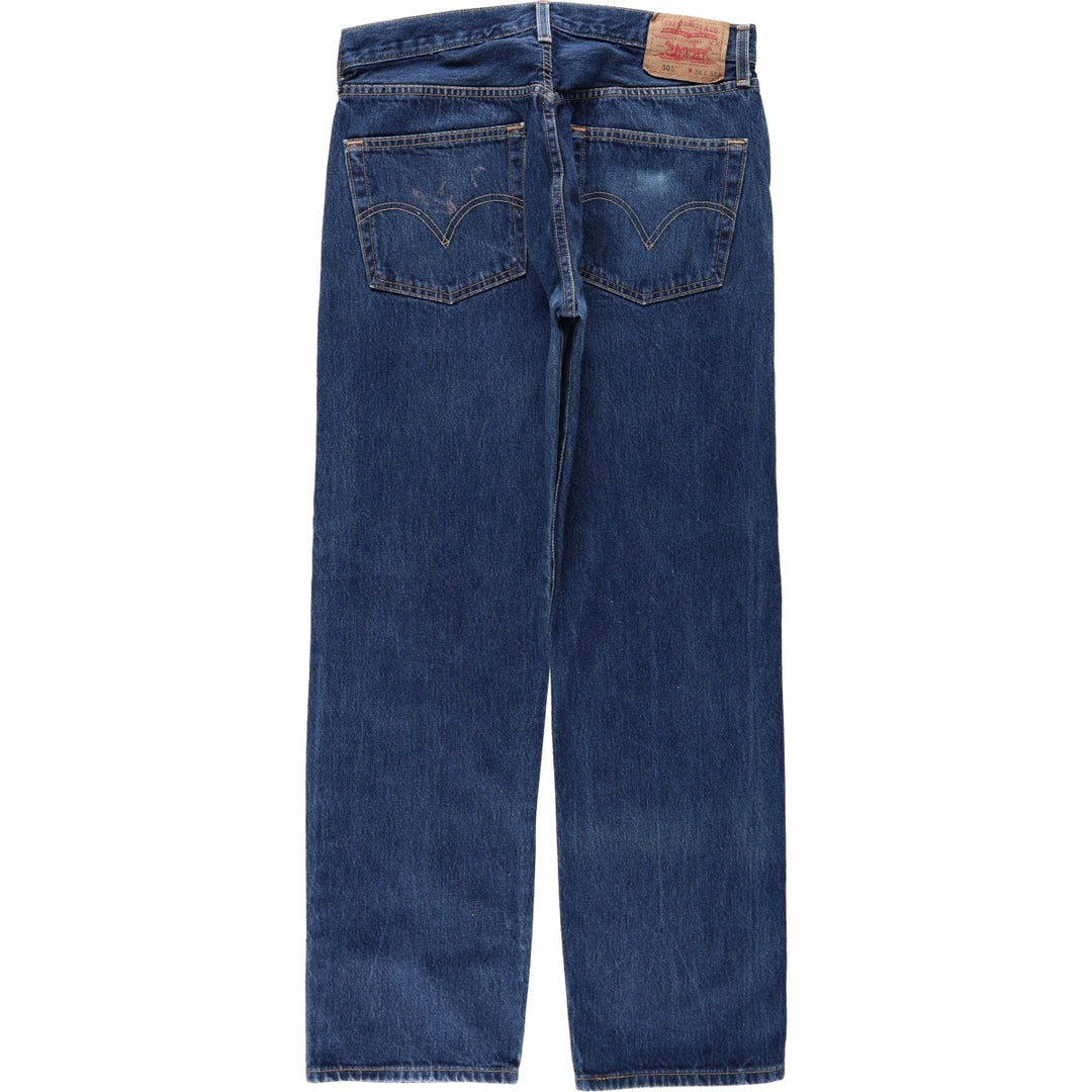 00'S Levi's 501 straight denim pants for men, size W33 cotton navy blue type Vintage Second Hand
