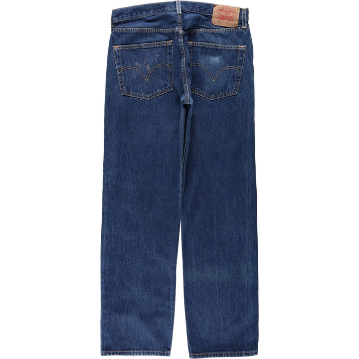 00'S Levi's 501 straight denim pants for men, size W33 cotton navy blue type Vintage Second Hand