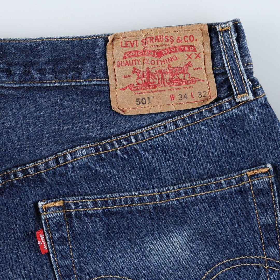 00'S Levi's 501 straight denim pants for men, size W33 cotton navy blue type Vintage Second Hand