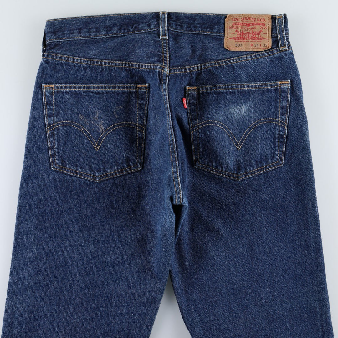 00'S Levi's 501 straight denim pants for men, size W33 cotton navy blue type Vintage Second Hand
