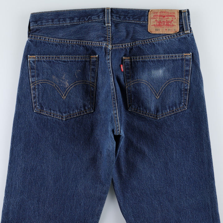 00'S Levi's 501 straight denim pants for men, size W33 cotton navy blue type Vintage Second Hand
