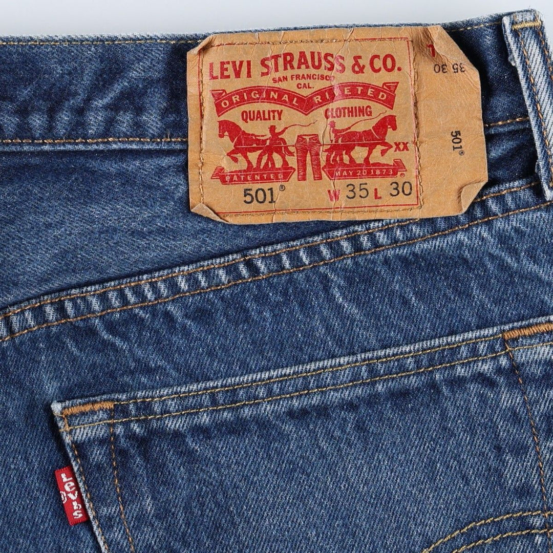 Levi's 501 straight denim pants for men, size W34 cotton navy blue type Vintage Second Hand