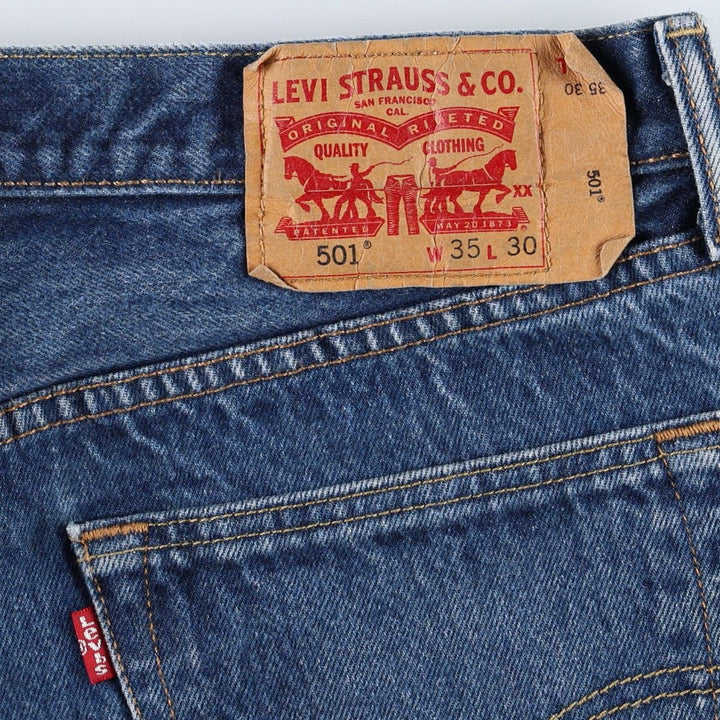 Levi's 501 straight denim pants for men, size W34 cotton navy blue type Vintage Second Hand
