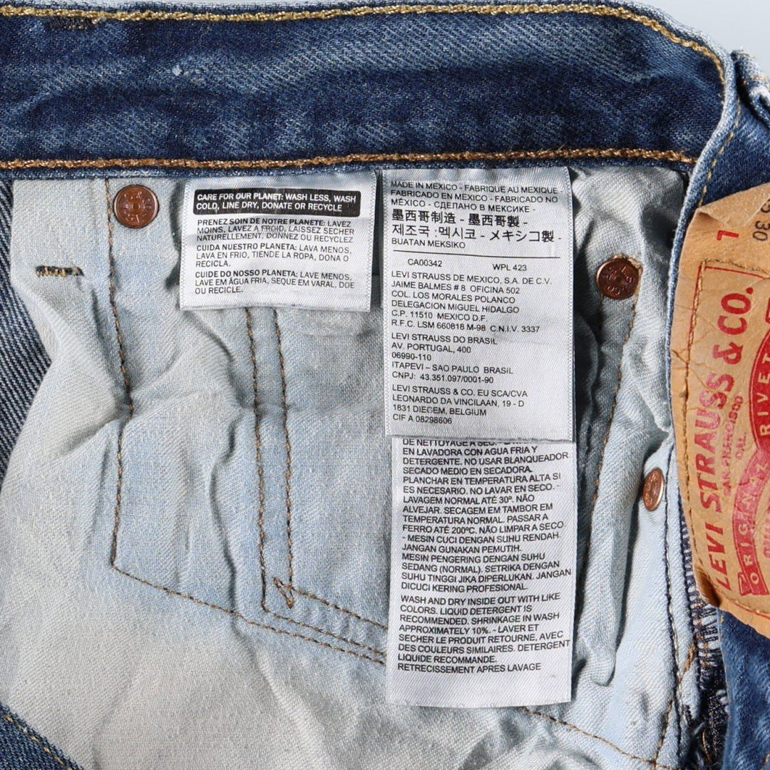 Levi's 501 straight denim pants for men, size W34 cotton navy blue type Vintage Second Hand